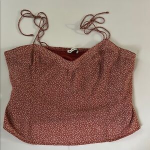 Abercrombie & Fitch Pink and Orange Tie Front Crop Camisole